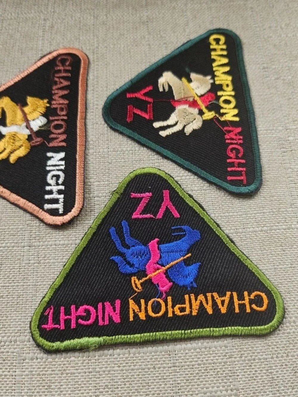Lot of 3 Iron on Patches for Jackets Clothes Craft Embroidery Champion Night NEW - Picture 10 of 12